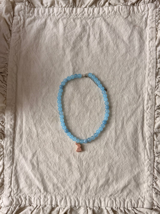 Bunny on baby blue beads