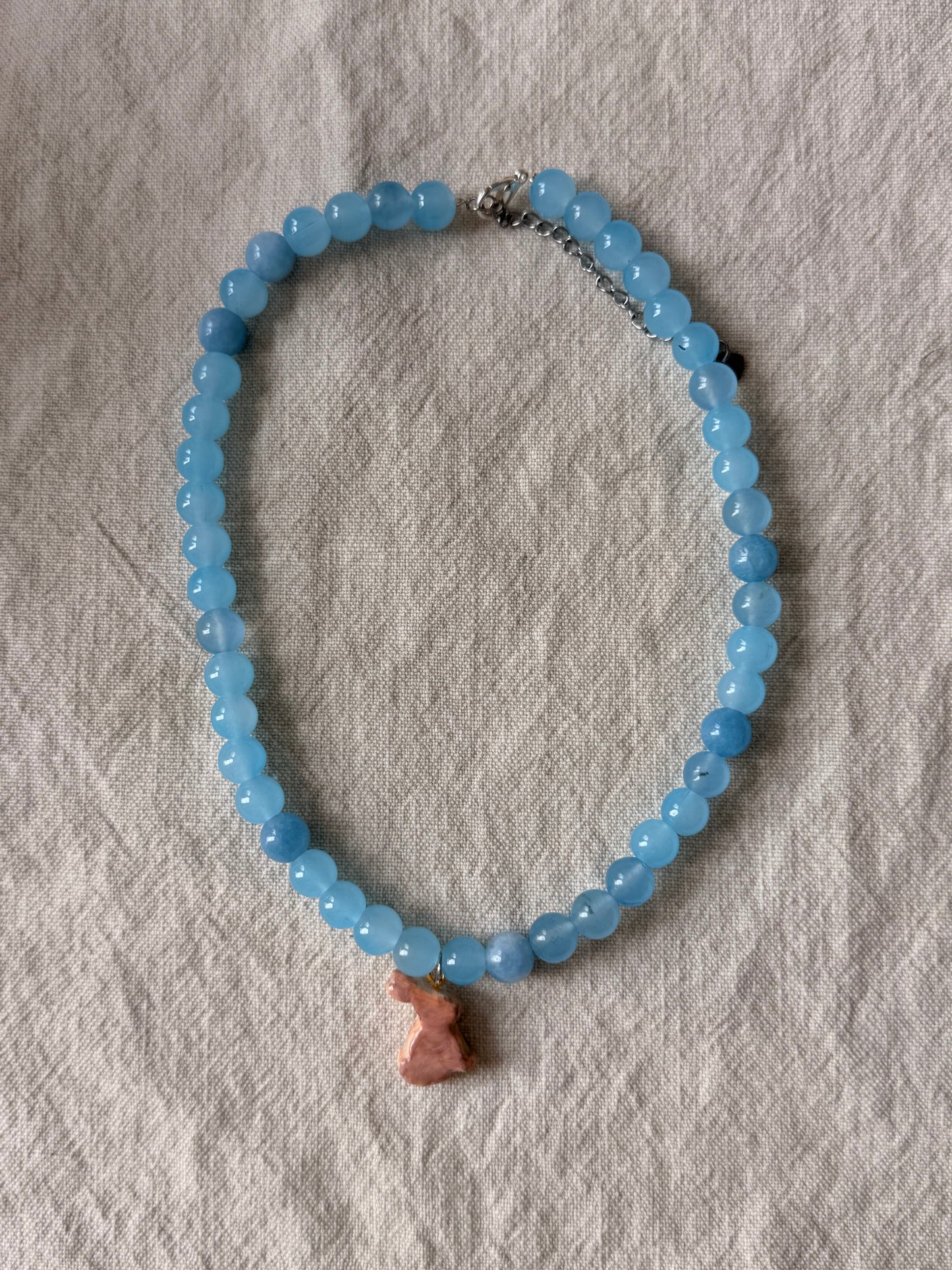 Bunny on baby blue beads