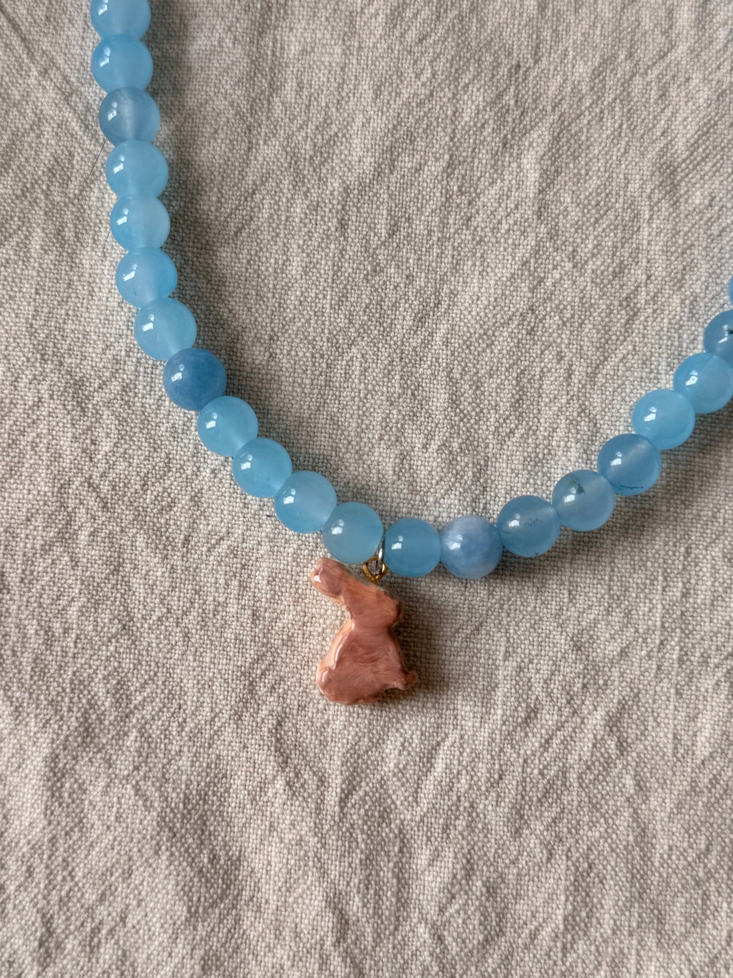 Bunny on baby blue beads