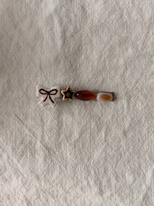 Bow barrette - brown bow