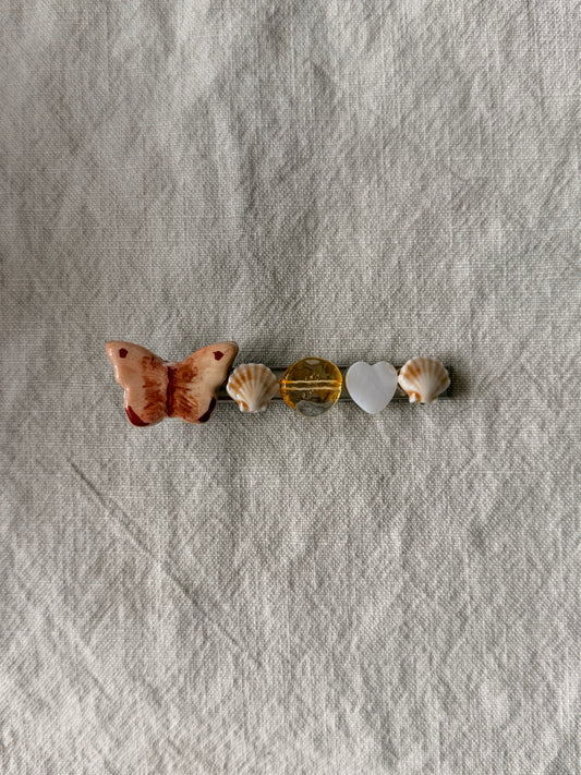 Butterfly barrette - pale seashell