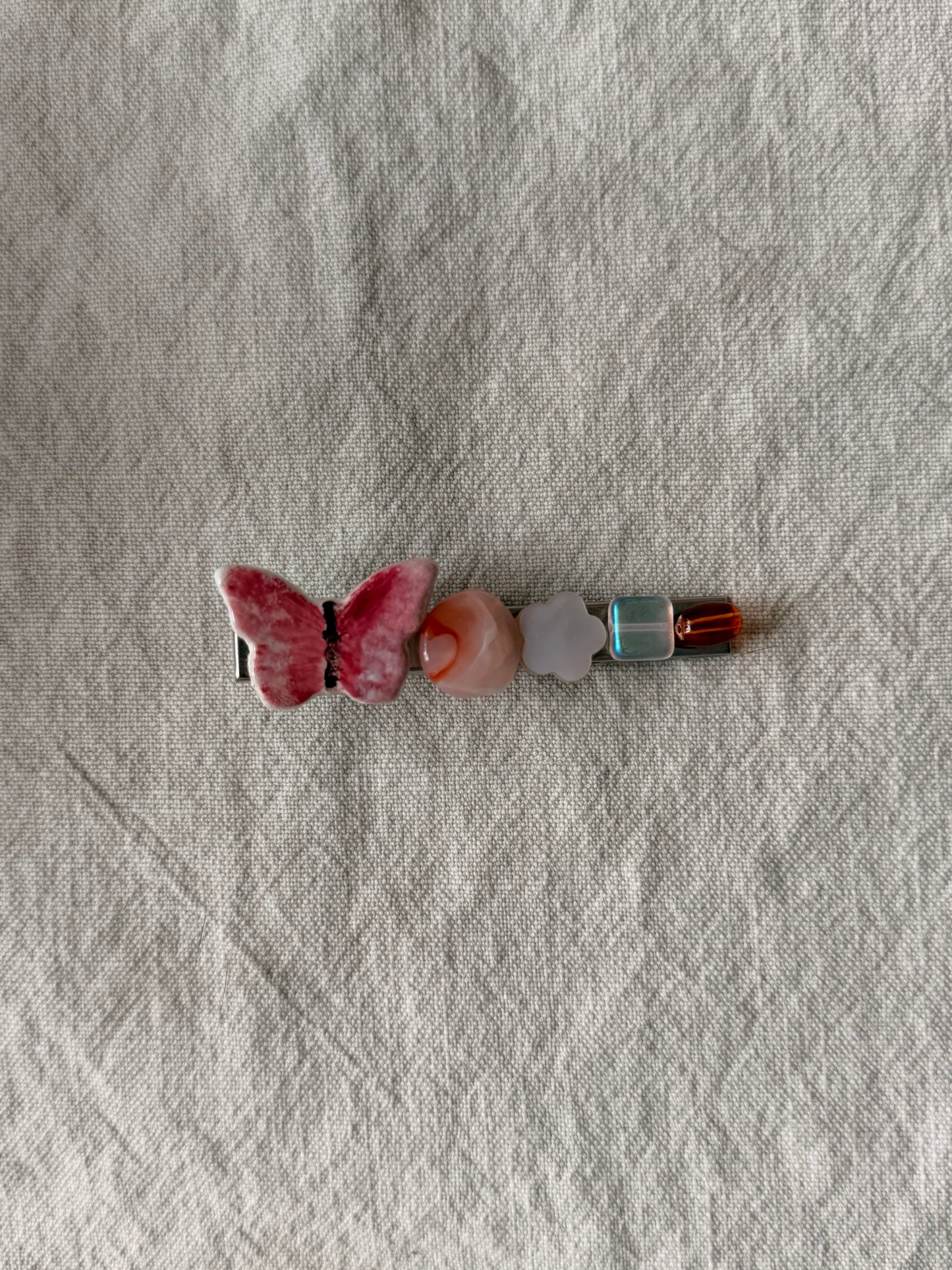 Butterfly barrette - pastel pink