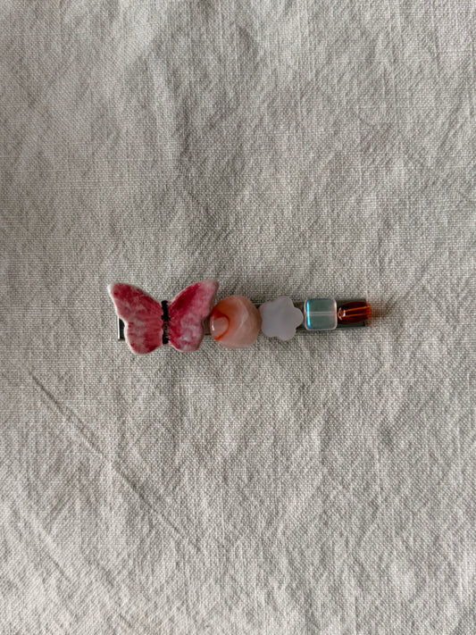 Butterfly barrette - pastel pink