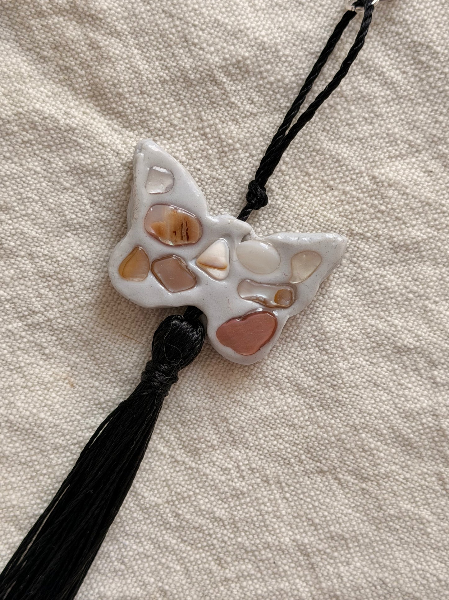Tawny butterfly phone charm